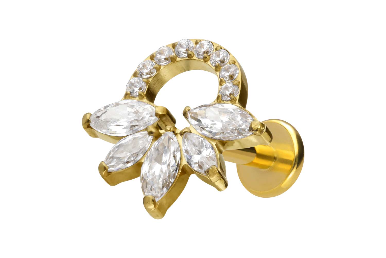 Titan Labret Piercing mit Innengewinde KRISTALLRASSEL